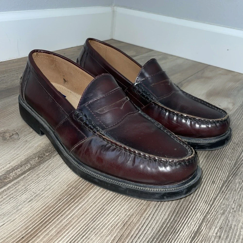 Nunn Bush Men's‎ Size 11M Lincoln Moc-Toe Penny Loafers Shoes- Burgundy